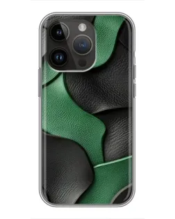Чехол для iPhone 14 Pro с картинкой «Зеленые кожаные волны»