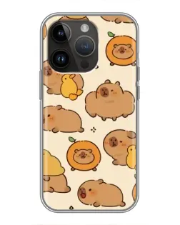 Чохол для iPhone 14 Pro з картинкою «Капібари з апельсинами»