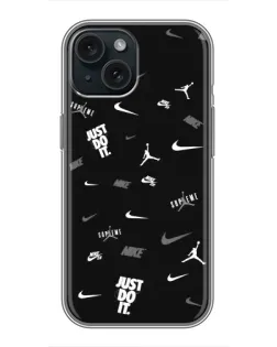 Чехол для iPhone 14 с картинкой «Nike Black Pattern»