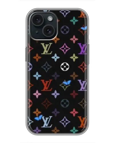 Чохол для iPhone 14 з картинкою «Кольорова монограма LV»