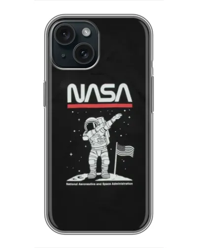 Чохол для iPhone 14 з картинкою «NASA — крокуємо по Місяцю»
