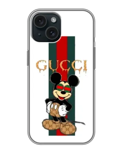 Чехол для iPhone 14 с картинкой «Микки Маус Gucci — полосы» Чехол для iPhone 14 с картинкой «Микки Маус Gucci — полосы»
