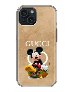 Чехол для iPhone 14 с картинкой «Микки Маус Gucci — крафт»