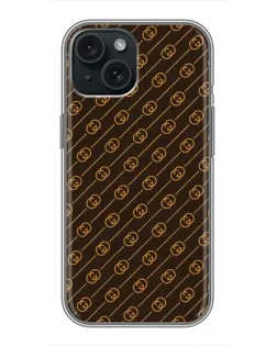 Чехол для iPhone 14 с картинкой «Gucci — золотые диагонали»