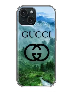 Чехол для iPhone 14 с картинкой «Gucci — горный пейзаж»
