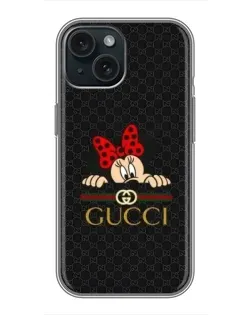 Чехол для iPhone 14 с картинкой «Минни Маус Gucci — черный»