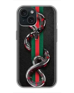 Чохол для iPhone 14 з картинкою «Gucci — змія на смузі»
