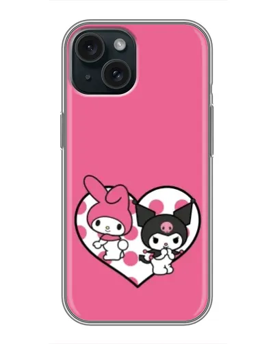 Чохол для iPhone 14 з картинкою «Kuromi та My Melody»