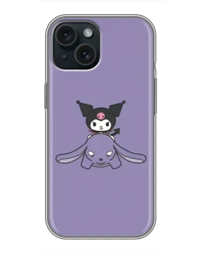 Чохол для iPhone 14 з картинкою «Kuromi на ліловому фоні»