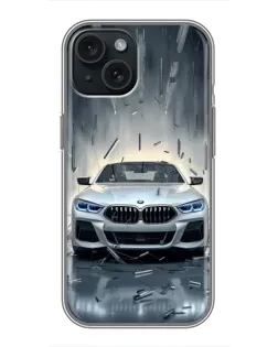 Чохол для iPhone 14 з картинкою «BMW у світлі фар»