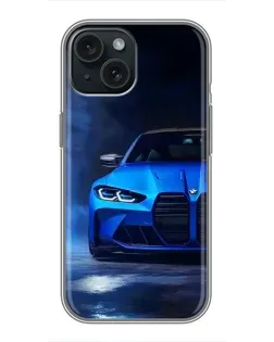 Чохол для iPhone 14 з картинкою «Блакитна BMW M4»