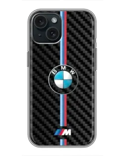 Чохол для iPhone 14 з картинкою «Емблема BMW та карбон»
