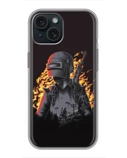 Чохол для iPhone 14 з картинкою «PUBG — вогняний силует»