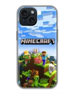 Чохол для iPhone 14 з картинкою «Minecraft класичний світ»