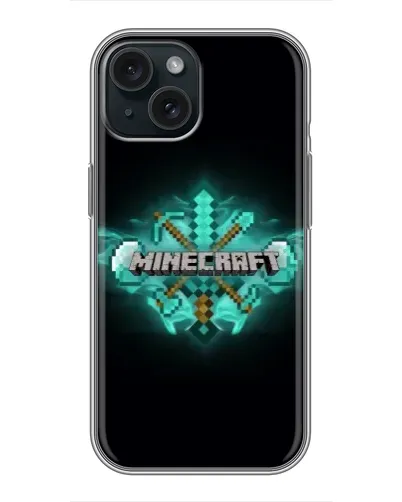 Чохол для iPhone 14 з картинкою «Minecraft Diamond лого»