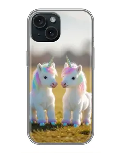 Чохол для iPhone 14 з картинкою «Пара єдинорогів»