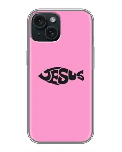 Чохол для iPhone 14 з картинкою «Рожевий символ Jesus»