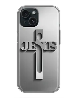 Чехол для iPhone 14 с картинкой «Металлический крест Jesus»
