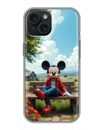Чохол для iPhone 14 з картинкою «Міккі на лавці»
