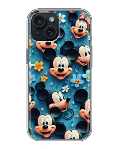 Чохол для iPhone 14 з картинкою «Паттерн Міккі та Мінні»