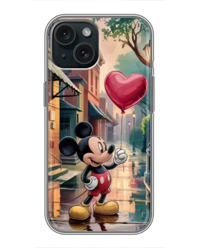 Чохол для iPhone 14 з картинкою «Міккі та кулька-серце»