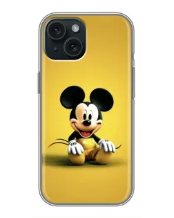Чохол для iPhone 14 з картинкою «Міккі на жовтому»