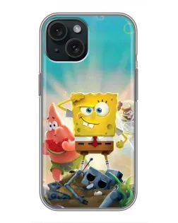 Чохол для iPhone 14 з картинкою «Спанч Боб переможець»