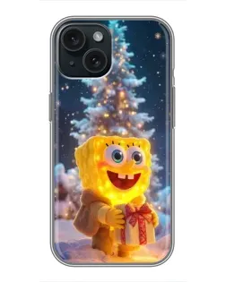 Чохол для iPhone 14 з картинкою «Різдвяний Спанч Боб»