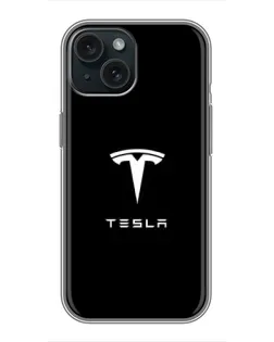 Чохол для iPhone 14 з картинкою «Tesla White Logo»