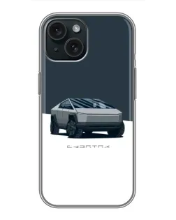 Чохол для iPhone 14 з картинкою «Сріблястий Cybertruck Tesla»