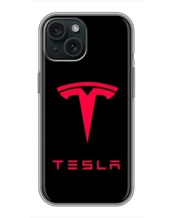 Чохол для iPhone 14 з картинкою «Tesla Red Logo»