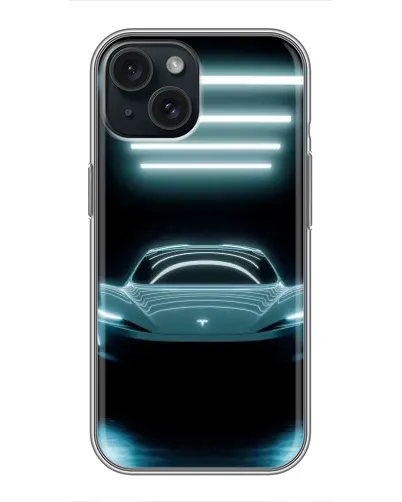 Чохол для iPhone 14 з картинкою «Tesla в неоні»