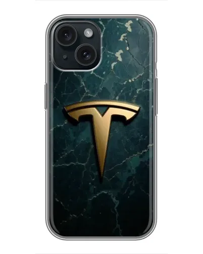 Чохол для iPhone 14 з картинкою «Мармурова Tesla Gold»