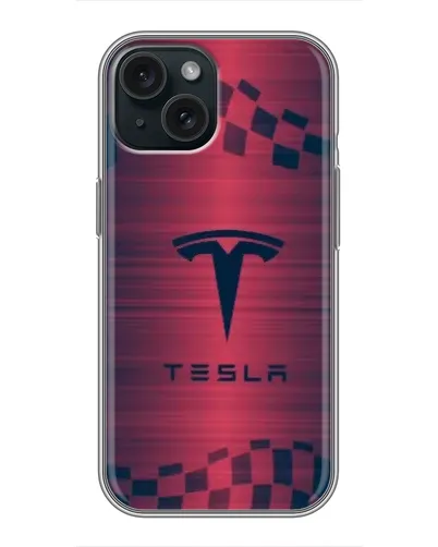 Чохол для iPhone 14 з картинкою «Тесла червоний карбон»