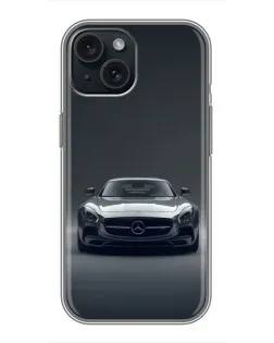 Чехол для iPhone 14 с картинкой «Mercedes на черном»