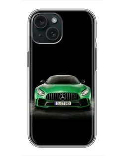 Чохол для iPhone 14 з картинкою «Mercedes — неоновий лого»