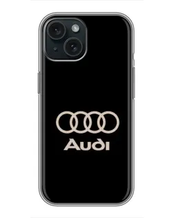 Чохол для iPhone 14 з картинкою «Audi — золотий логотип»