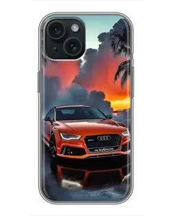 Чохол для iPhone 14 з картинкою «Audi — захід сонця»