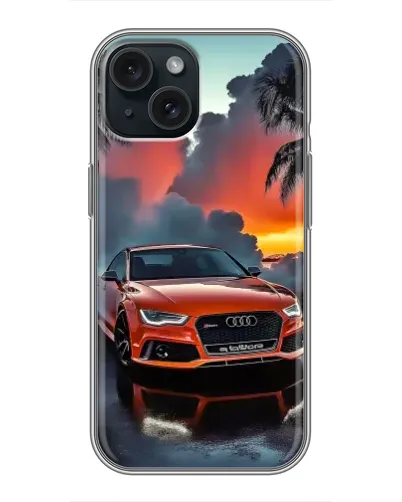Чохол для iPhone 14 з картинкою «Audi — захід сонця»