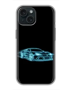 Чохол для iPhone 14 з картинкою «Неоновий контур Lamborghini»