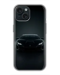 Чохол для iPhone 14 з картинкою «Чорний Lamborghini Aventador»