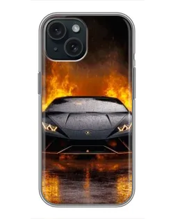 Чохол для iPhone 14 з картинкою «Lamborghini у вогні»
