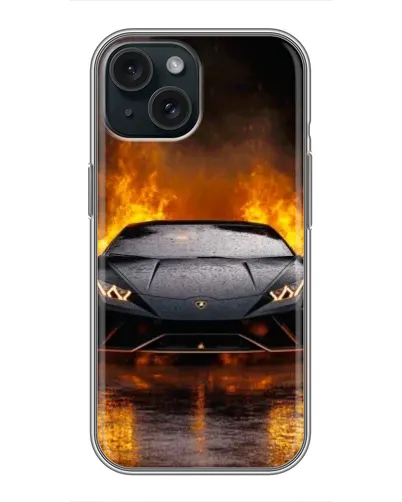 Чохол для iPhone 14 з картинкою «Lamborghini у вогні»