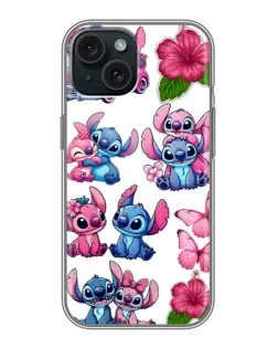 Чехол для iPhone 14 с картинкой «Стикеры Stitch и Angel»