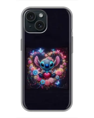 Чехол для iPhone 14 с картинкой «Stitch в цветах» Чехол для iPhone 14 с картинкой «Stitch в цветах»