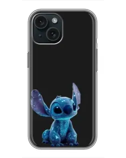 Чехол для iPhone 14 с картинкой «Стич на черном»