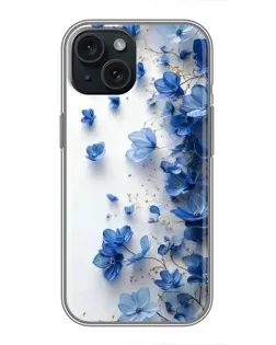 Чохол для iPhone 14 з картинкою «Блакитний квітковий каскад»