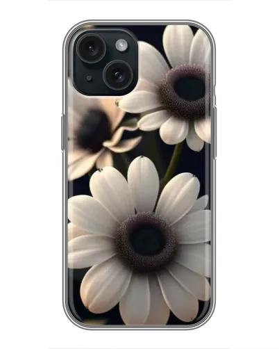 Чохол для iPhone 14 з картинкою «Білі маргаритки макро»