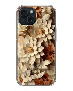 Чохол для iPhone 14 з картинкою «Бежевий флористичний декор»
