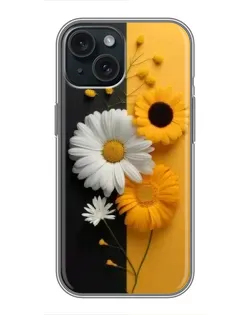 Чохол для iPhone 14 з картинкою «Соняшник та ромашка»